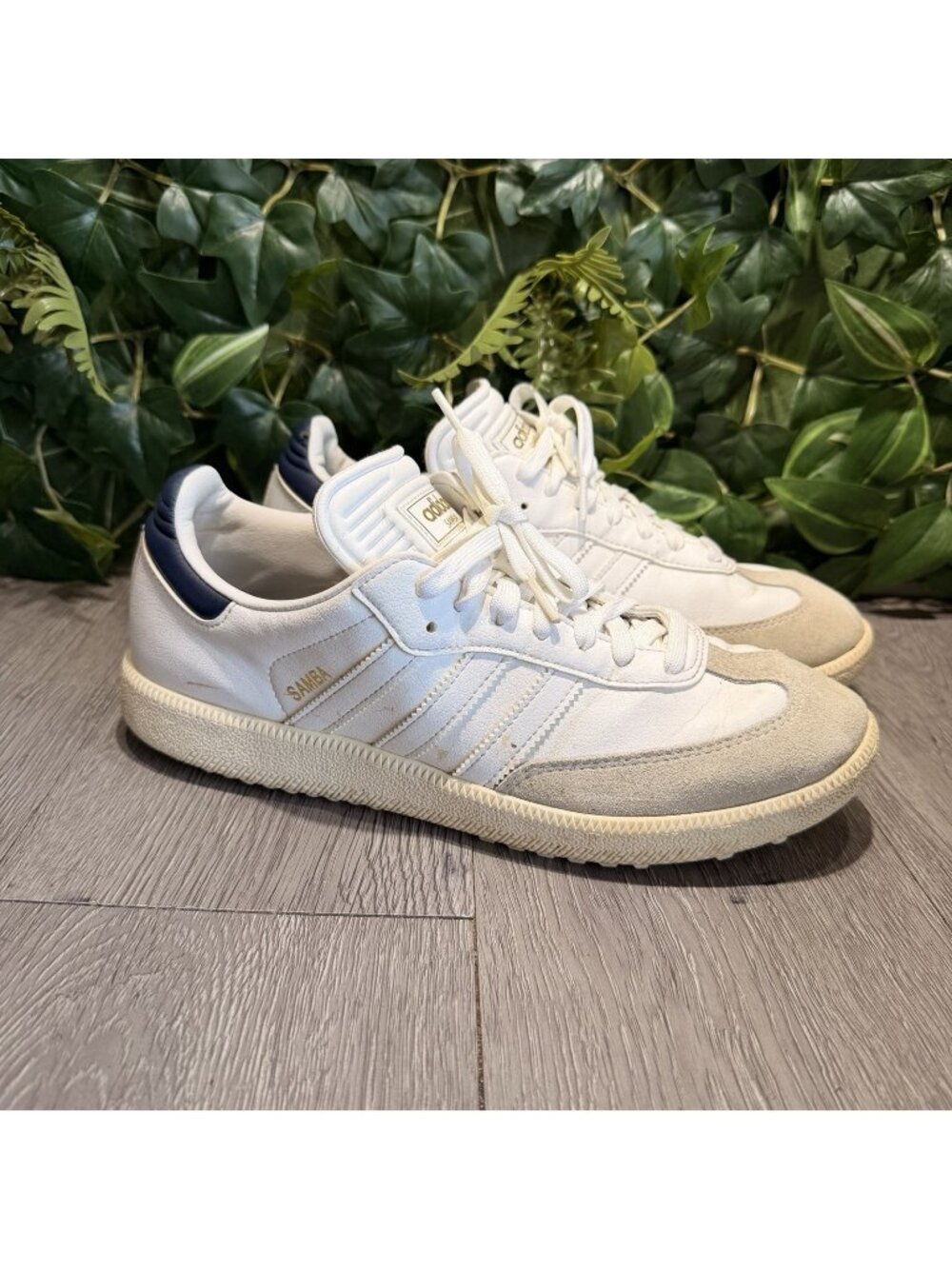 Adidas Samba Spikeless Golf Shoes Sneakers White/Navy/Off White Mens IE4870 9